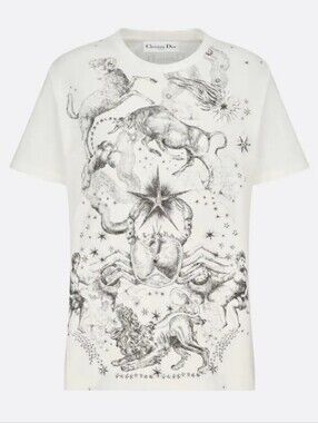 Christian Dior Graphic Short Sleeve Tee Shirt Melothesia Astrological White S